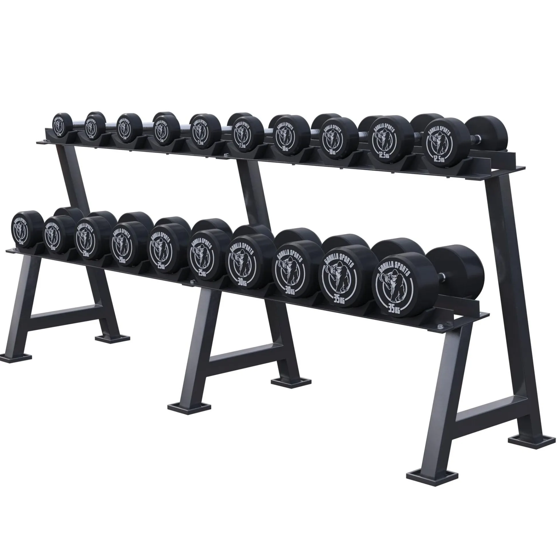 Gorilla Sports Kurzhantel Gummi 2,5 - 40 kg Schwarz Discount
