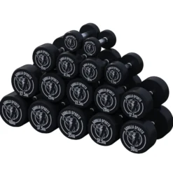 Gorilla Sports Kurzhantel Gummi 2,5 - 40 kg Schwarz / Weiß Outlet