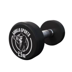 Gorilla Sports Kurzhantel Gummi 2,5 - 40 kg Schwarz / Weiß Sale