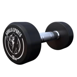 Gorilla Sports Kurzhantel Gummi 5 - 60 Pfund (2,5-27.2 kg), Gusseisen, verchromt Schwarz / Weiß
