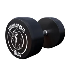 Gorilla Sports Kurzhantel Gummi 5 - 60 Pfund (2,5-27.2 kg), Gusseisen, verchromt Schwarz / Weiß