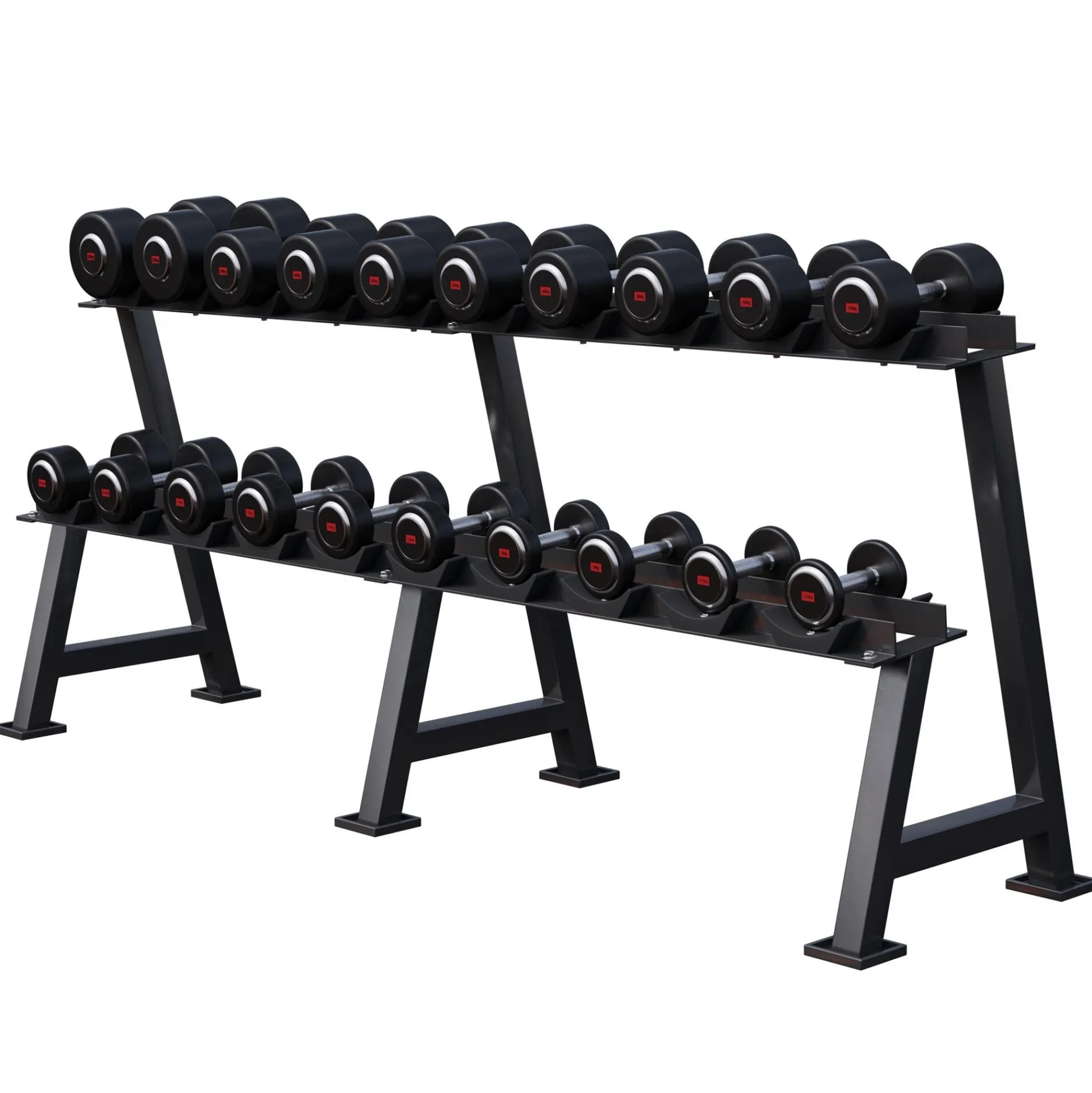 Gorilla Sports Kurzhantel Gummi PRO 2,5 - 50 kg Schwarz Best