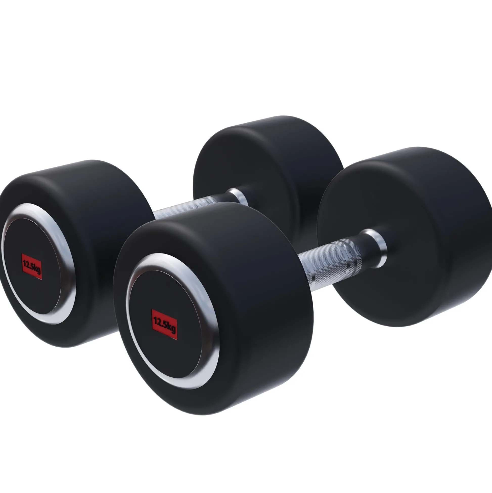 Gorilla Sports Kurzhantel Gummi PRO 2,5 - 50 kg Chrom / Schwarz Outlet