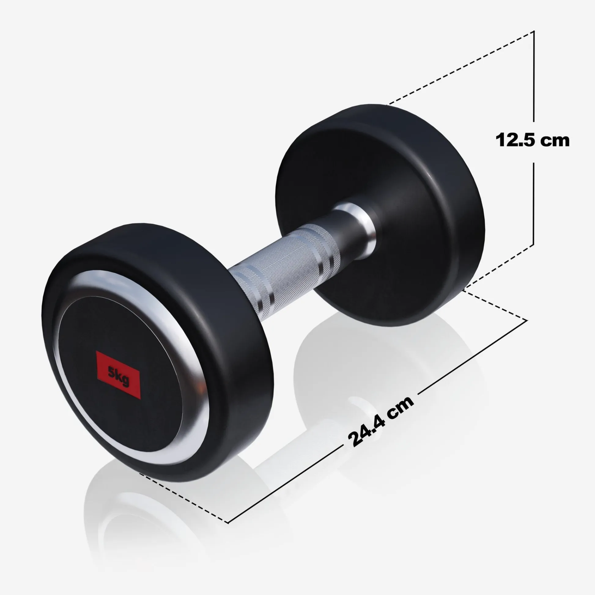 Gorilla Sports Kurzhantel Gummi PRO 2,5 - 50 kg Chrom / Schwarz Outlet