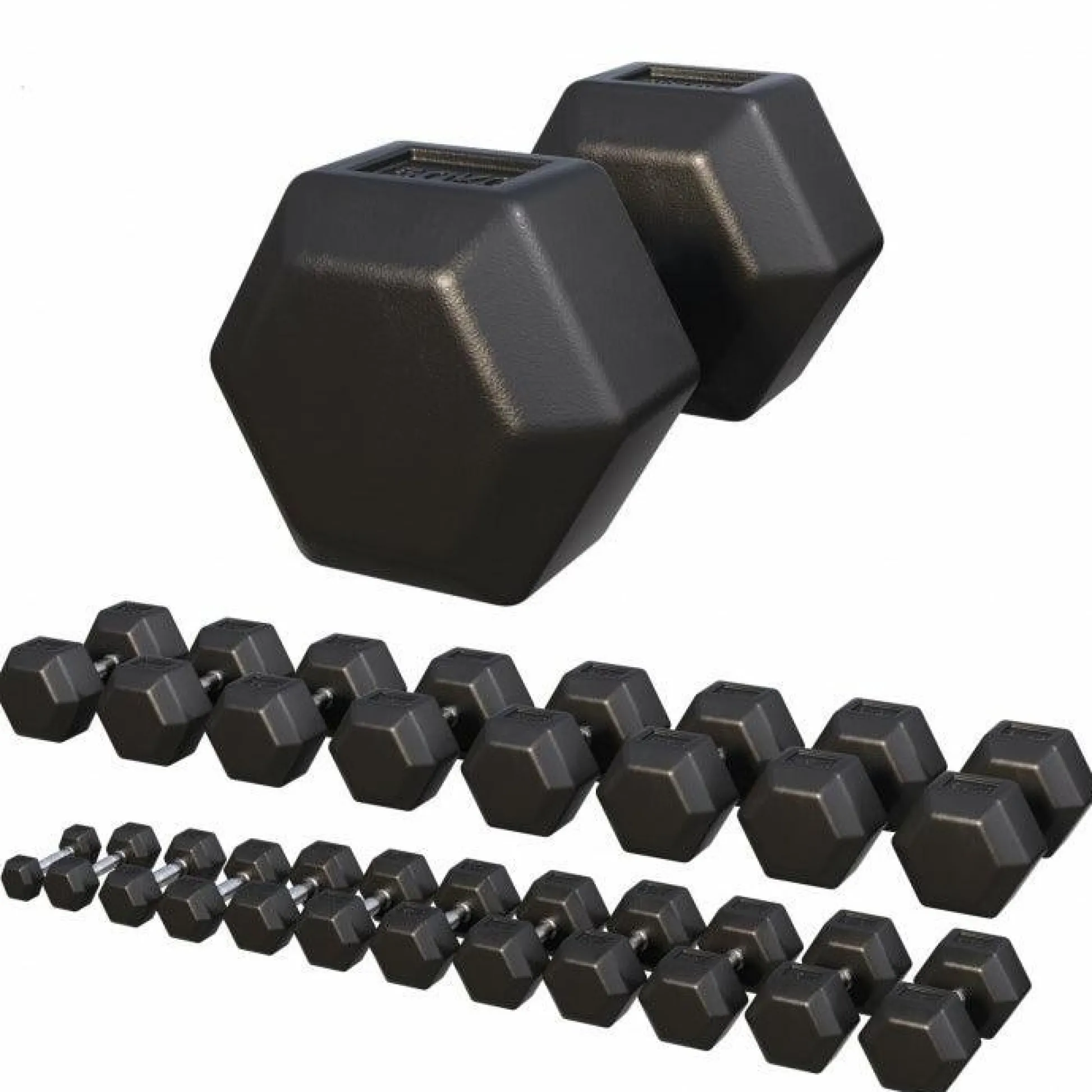 Gorilla Sports Kurzhantel Hexagon Gummi 2 - 50 kg Schwarz Outlet