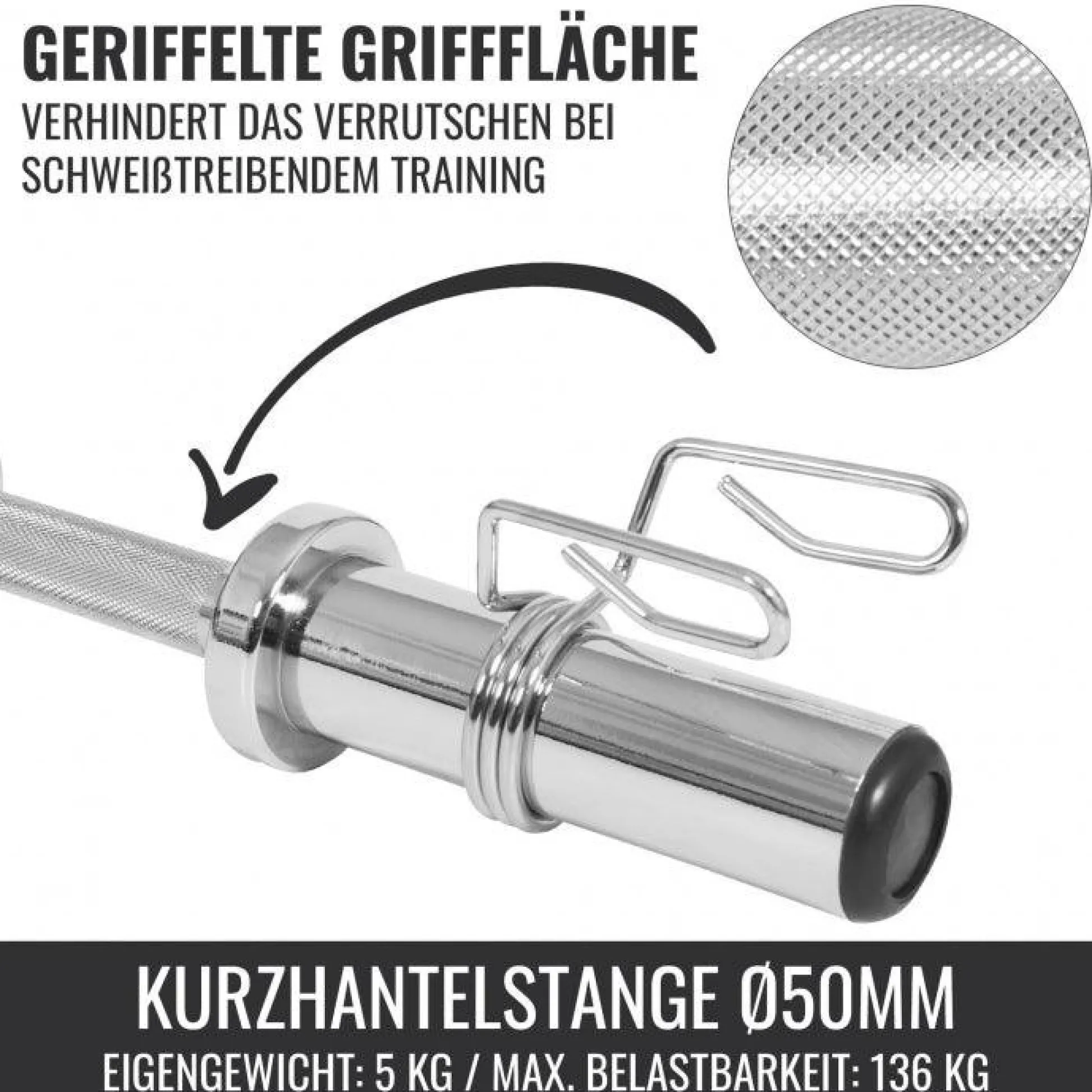 Gorilla Sports Kurzhantel Olympia 50 cm mit Verschlüssen Silber Online