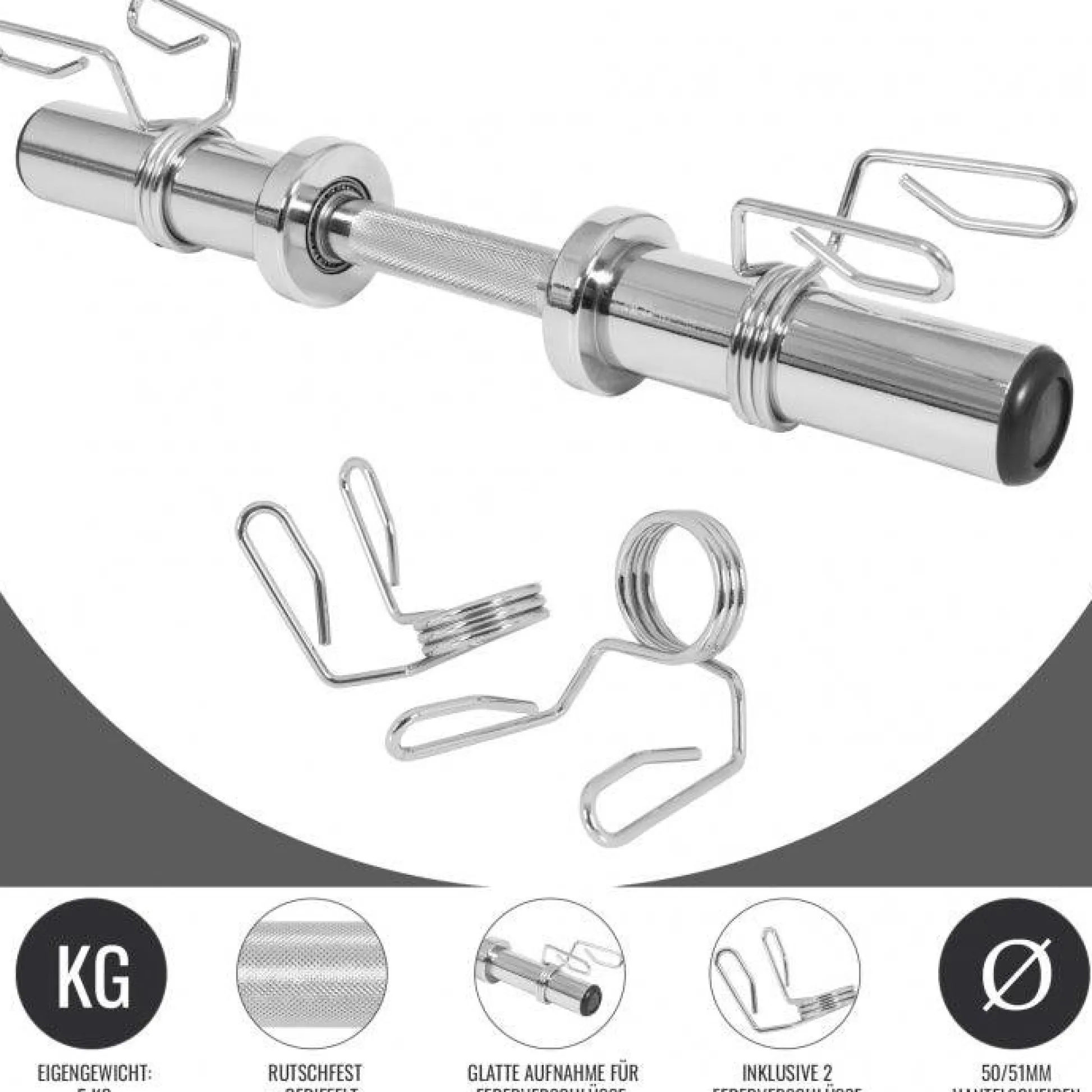 Gorilla Sports Kurzhantel Olympia 50 cm mit Verschlüssen Silber Online