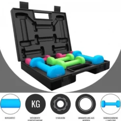 Gorilla Sports Kurzhantel Set Aerobic 12 kg inkl, Koffer Verschieden Clearance