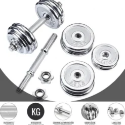 Gorilla Sports Kurzhantel Set Chrom 30 kg mit Sternverschlüssen Silber Clearance