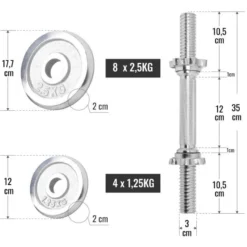 Gorilla Sports Kurzhantel Set Chrom 30 kg mit Sternverschlüssen Silber Clearance