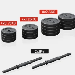 Gyronetics Kurzhantel Set E-Series Kunststoff 30 kg 25 mm Schwarz Hot
