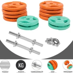 Gorilla Sports Kurzhantel Set Gummi Gripper 30 kg mit Verschlüssen Verschieden Outlet