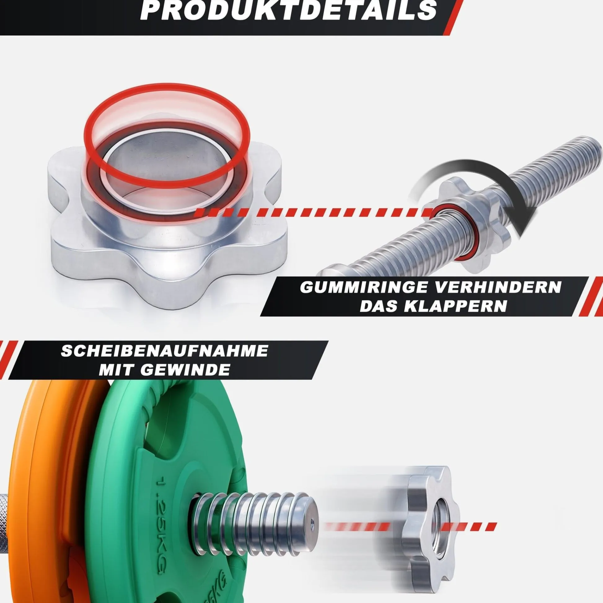 Gorilla Sports Kurzhantel Set Gummi Gripper 20 kg mit Verschlüssen Verschieden Best