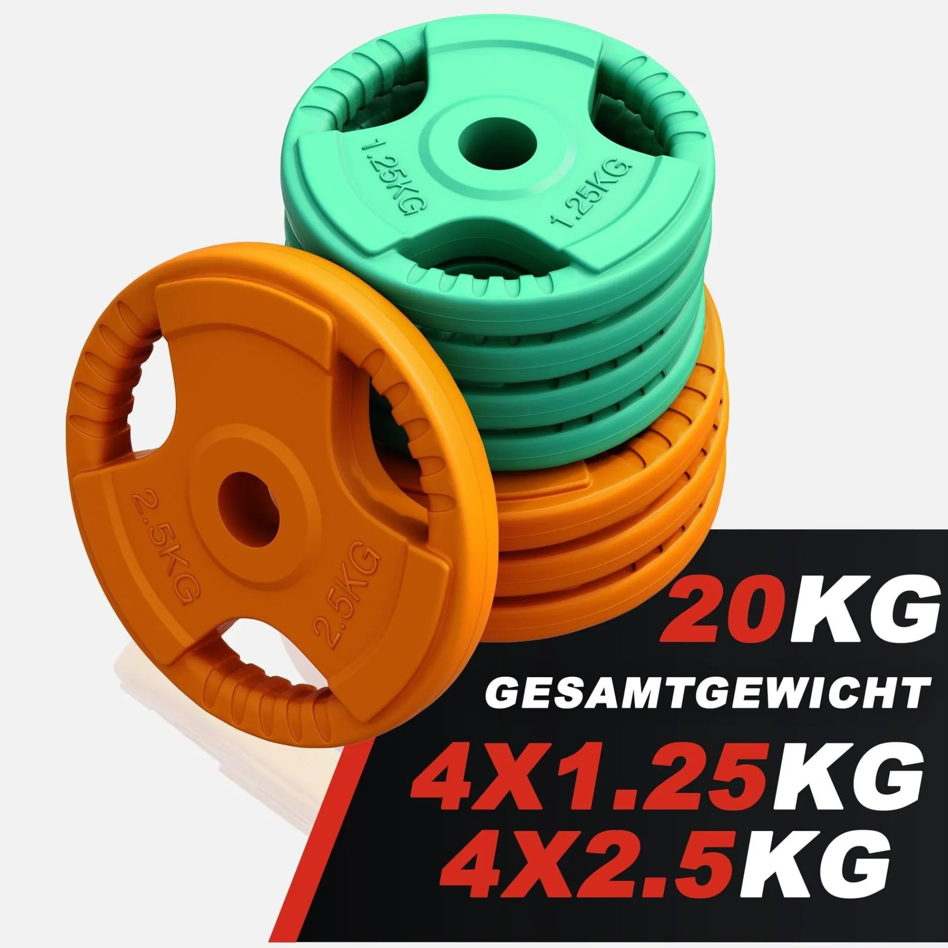 Gorilla Sports Kurzhantel Set Gummi Gripper 20 kg mit Verschlüssen Verschieden Best