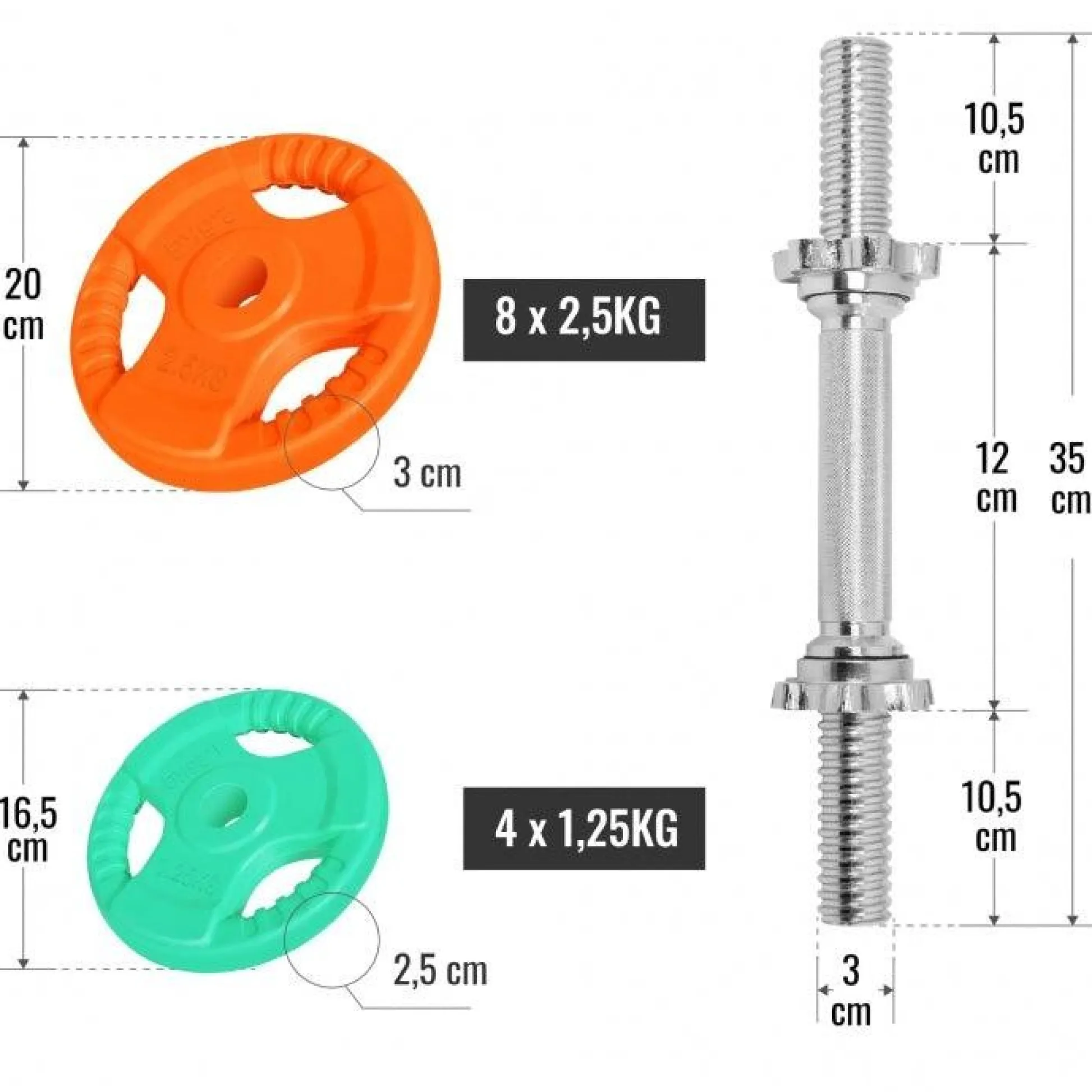 Gorilla Sports Kurzhantel Set Gummi Gripper 30 kg mit Verschlüssen Verschieden