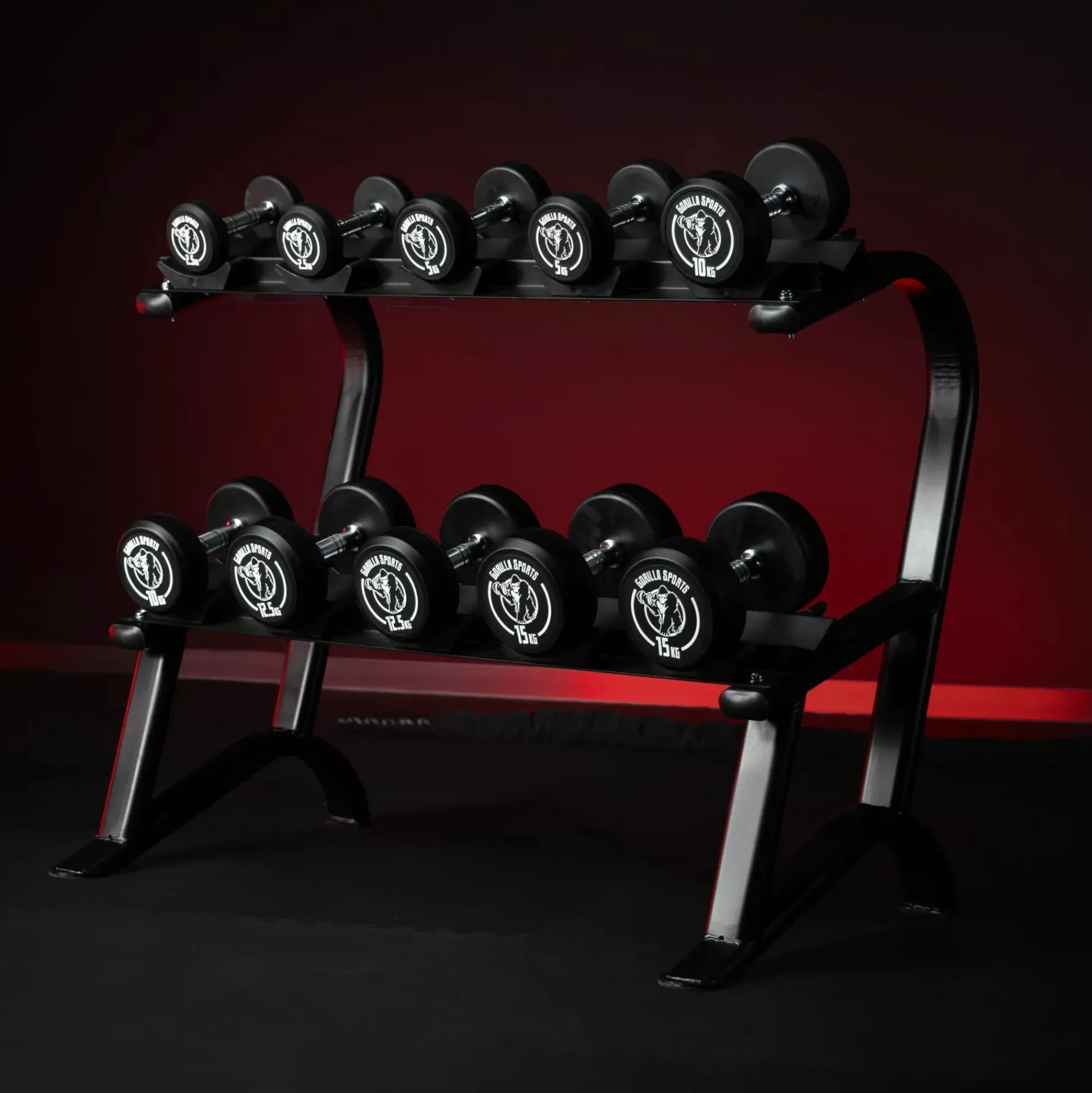 Gorilla Sports Kurzhantel Set Gummi 90 kg inkl, Ablage Schwarz Best