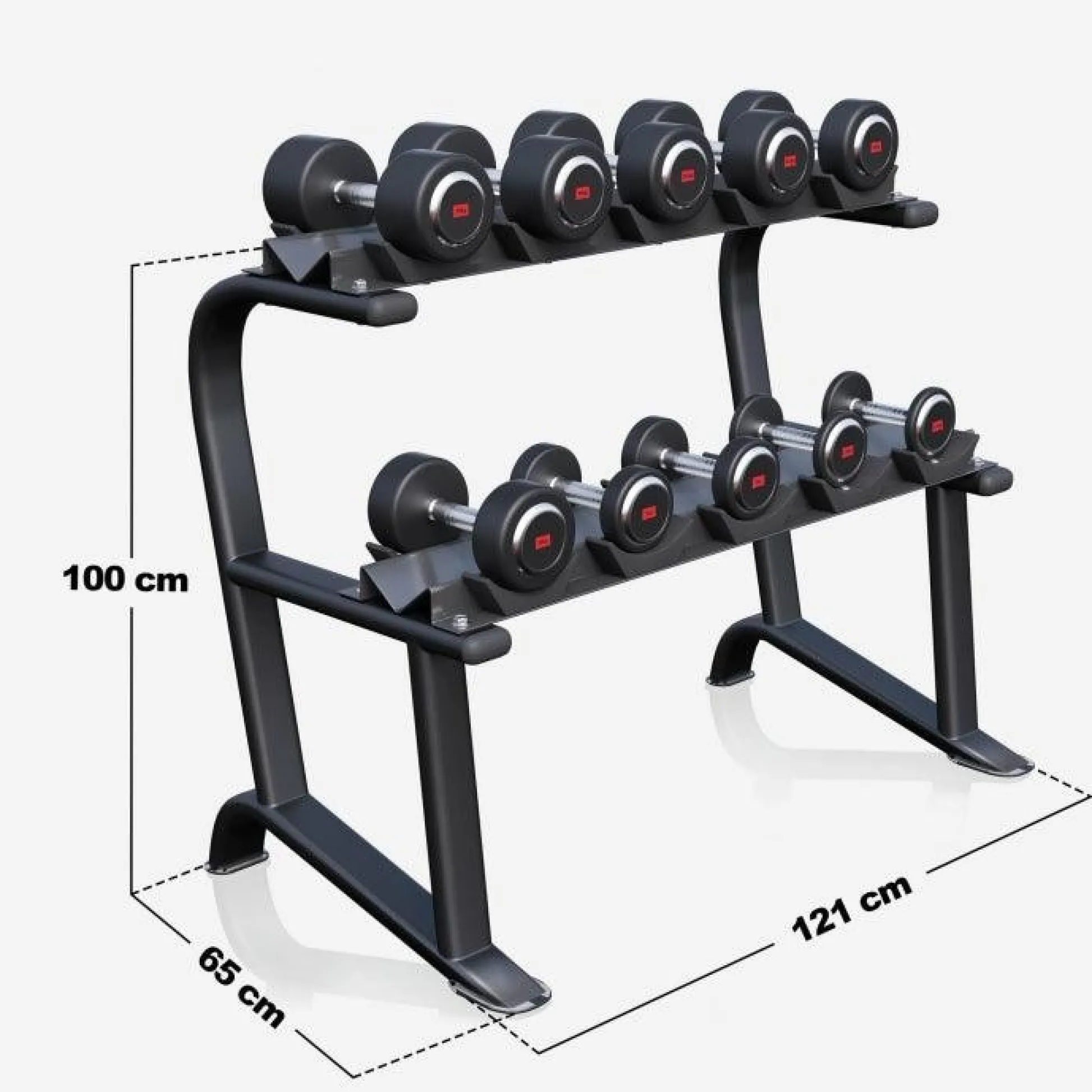 Gorilla Sports Kurzhantel Set Gummi 90 kg inkl, Ablage Schwarz Best