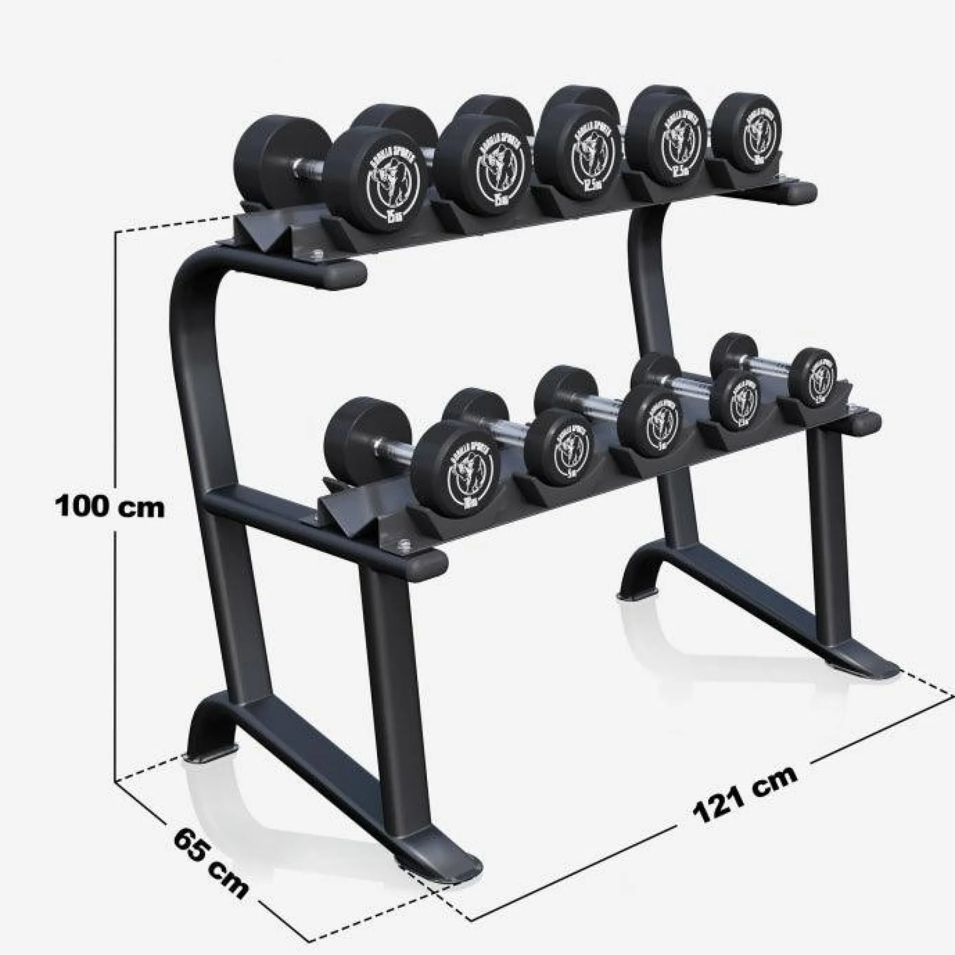 Gorilla Sports Kurzhantel Set Gummi 90 kg inkl, Ablage Schwarz Best
