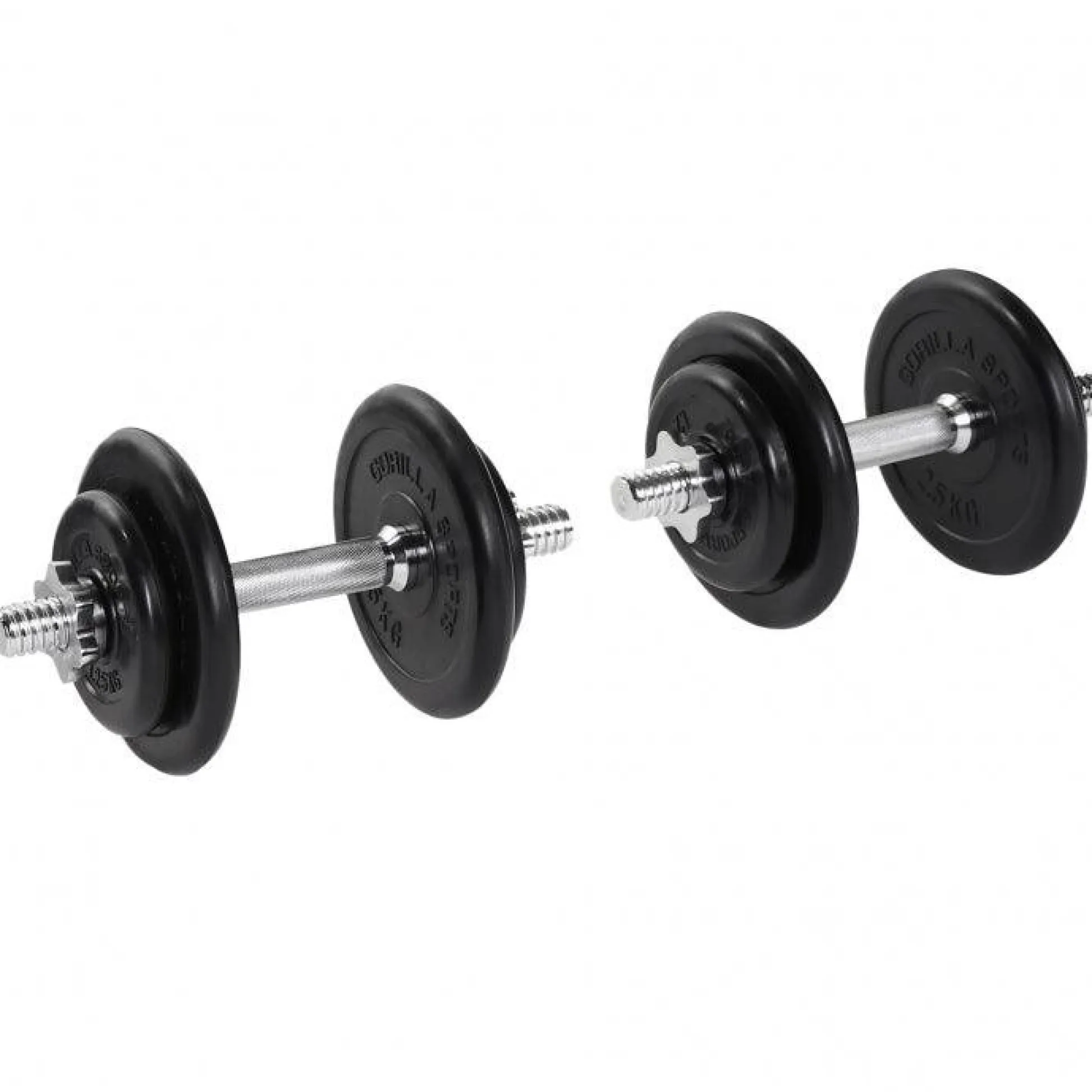 Gorilla Sports Kurzhantel Set Gummi 20 kg mit Sternverschlüssen Schwarz / Silber Online