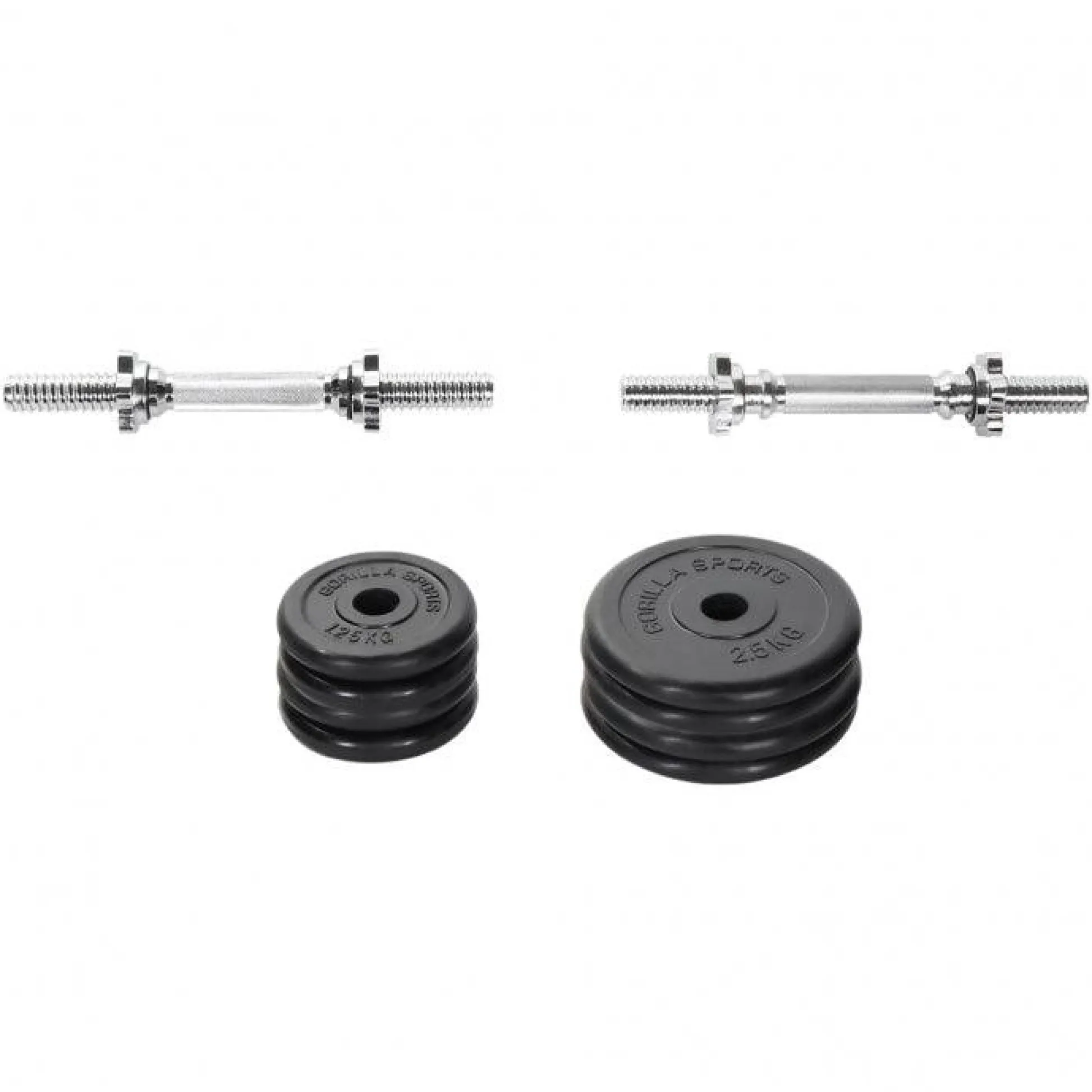 Gorilla Sports Kurzhantel Set Gummi 20 kg mit Sternverschlüssen Schwarz / Silber Online