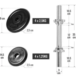 Gorilla Sports Kurzhantel Set Gummi 20 kg mit Sternverschlüssen Schwarz / Silber Online