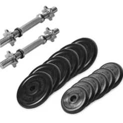 Gorilla Sports Kurzhantel Set Gummi 27,5 kg mit Sternverschlüssen Silber Online
