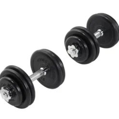Gorilla Sports Kurzhantel Set Gummi 20 kg mit Sternverschlüssen Schwarz / Silber Outlet