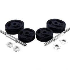 Gorilla Sports Kurzhantel Set Gusseisen Gripper 27,5 kg mit Sternverschlüssen Schwarz / Silber Clearance