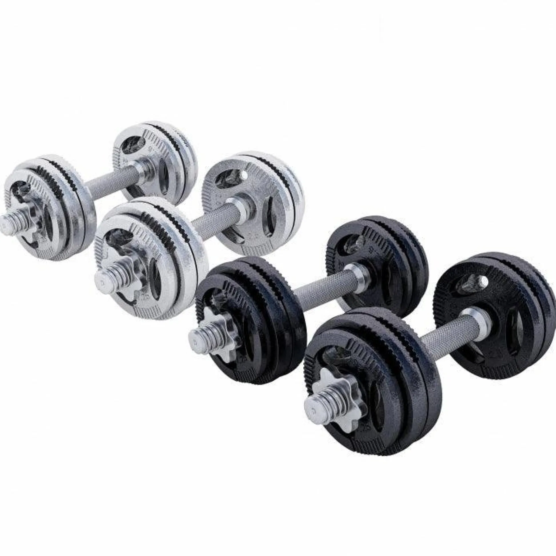 Gorilla Sports Kurzhantel Set Gusseisen Gripper 30 kg mit Sternverschlüssen Schwarz / Silber Hot