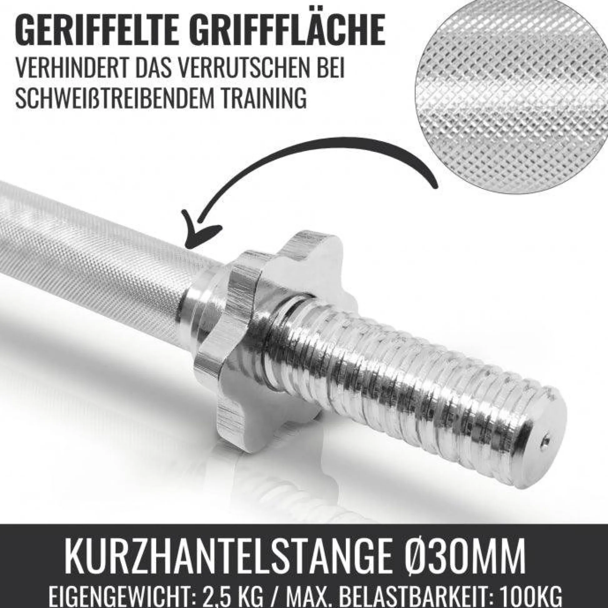 Gorilla Sports Kurzhantel Set Gusseisen Gripper 30 kg mit Sternverschlüssen Schwarz / Silber Hot