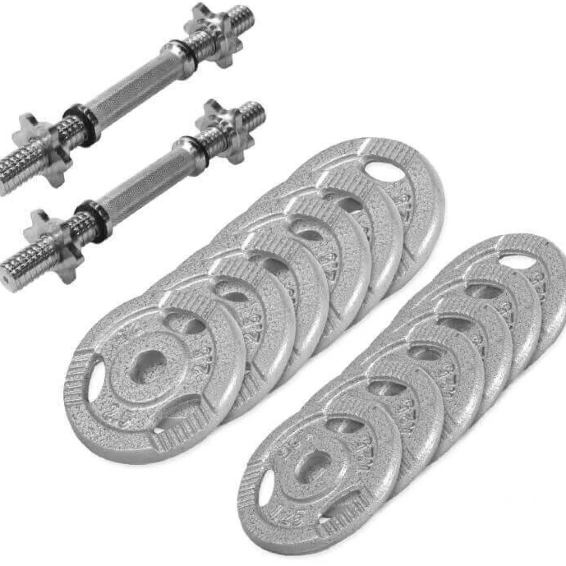 Gorilla Sports Kurzhantel Set Gusseisen Gripper 27,5 kg mit Sternverschlüssen Silber Sale