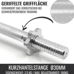 Gorilla Sports Kurzhantel Set Gusseisen Gripper 30 kg mit Sternverschlüssen Silber New