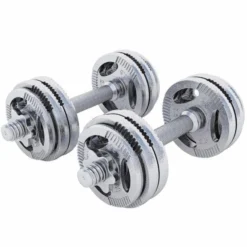 Gorilla Sports Kurzhantel Set Gusseisen Gripper 30 kg mit Sternverschlüssen Silber New