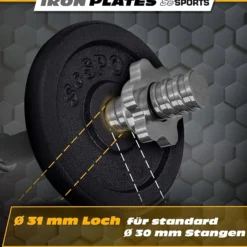 ScSports Kurzhantel Set Gusseisen 70 kg Schwarz New