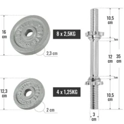Gorilla Sports Kurzhantel Set Gusseisen 30 kg Silber New
