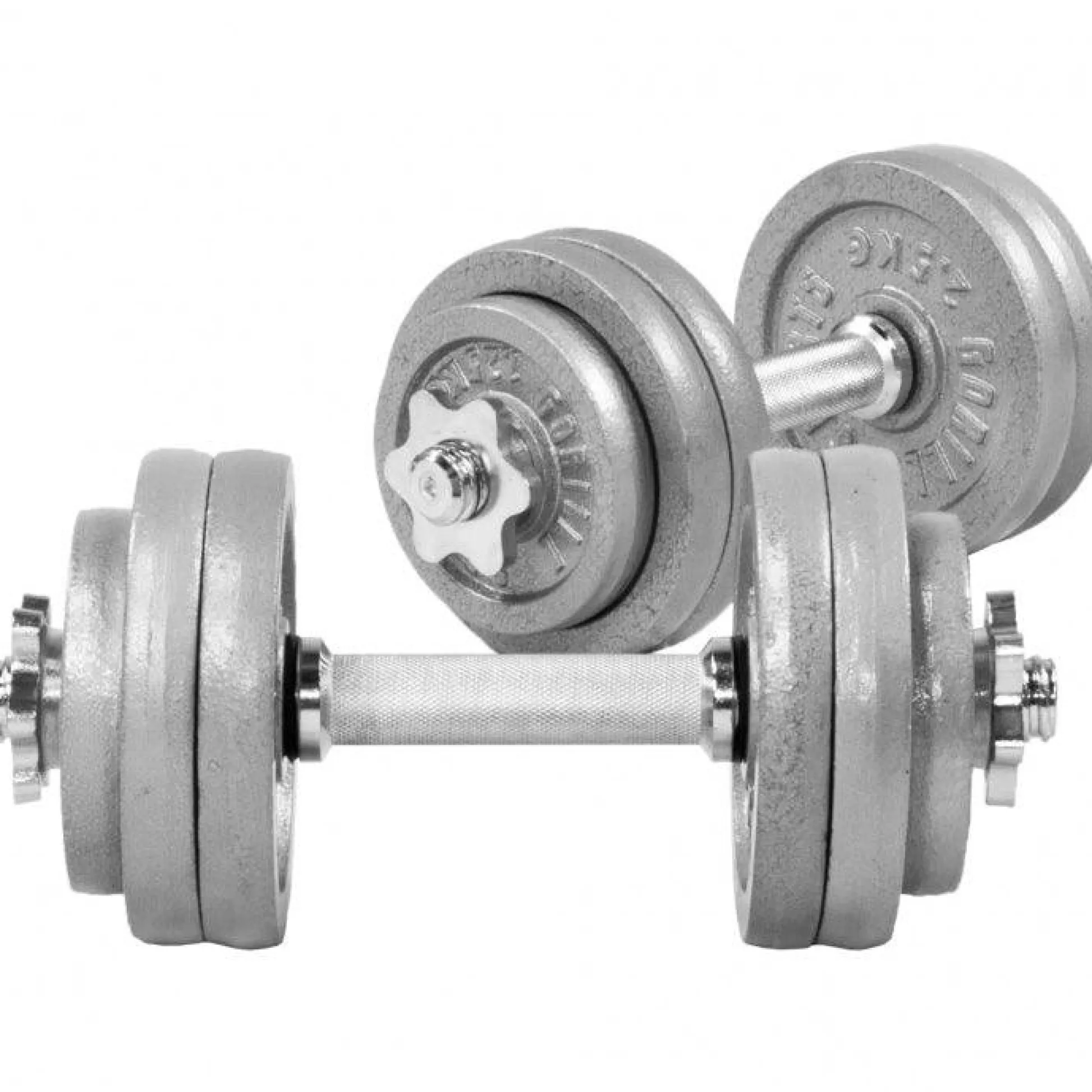 Gorilla Sports Kurzhantel Set Gusseisen 30 kg Silber New