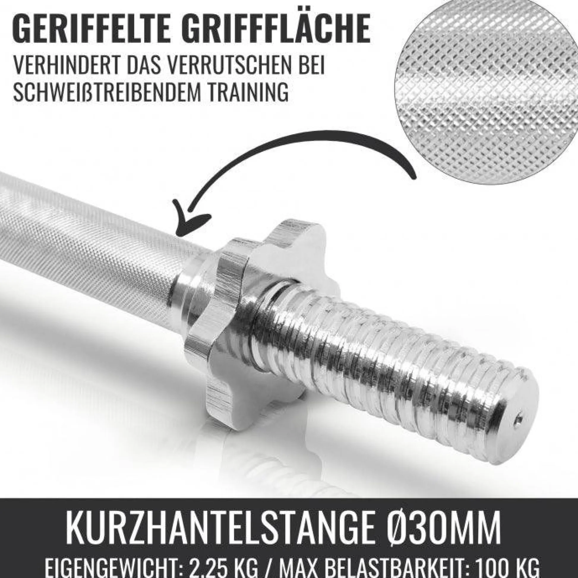 Gorilla Sports Kurzhantel Set Gusseisen 30 kg Silber New