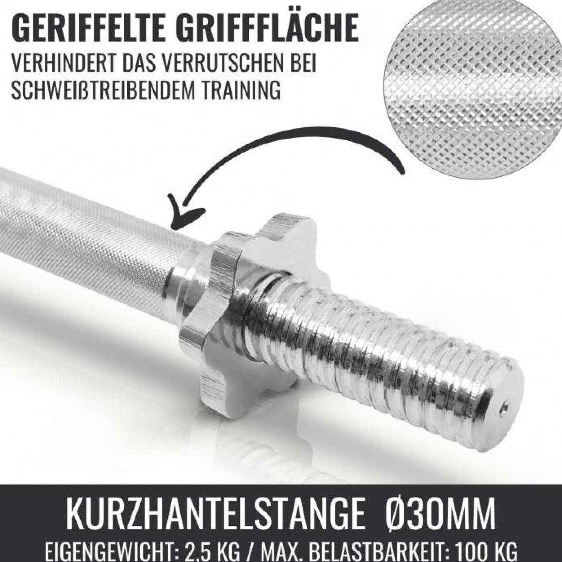 Gorilla Sports Kurzhantel Set Gusseisen 30 kg Silber New