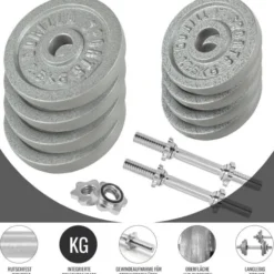 Gorilla Sports Kurzhantel Set Gusseisen 20 kg mit Sternverschlüssen Silber Clearance
