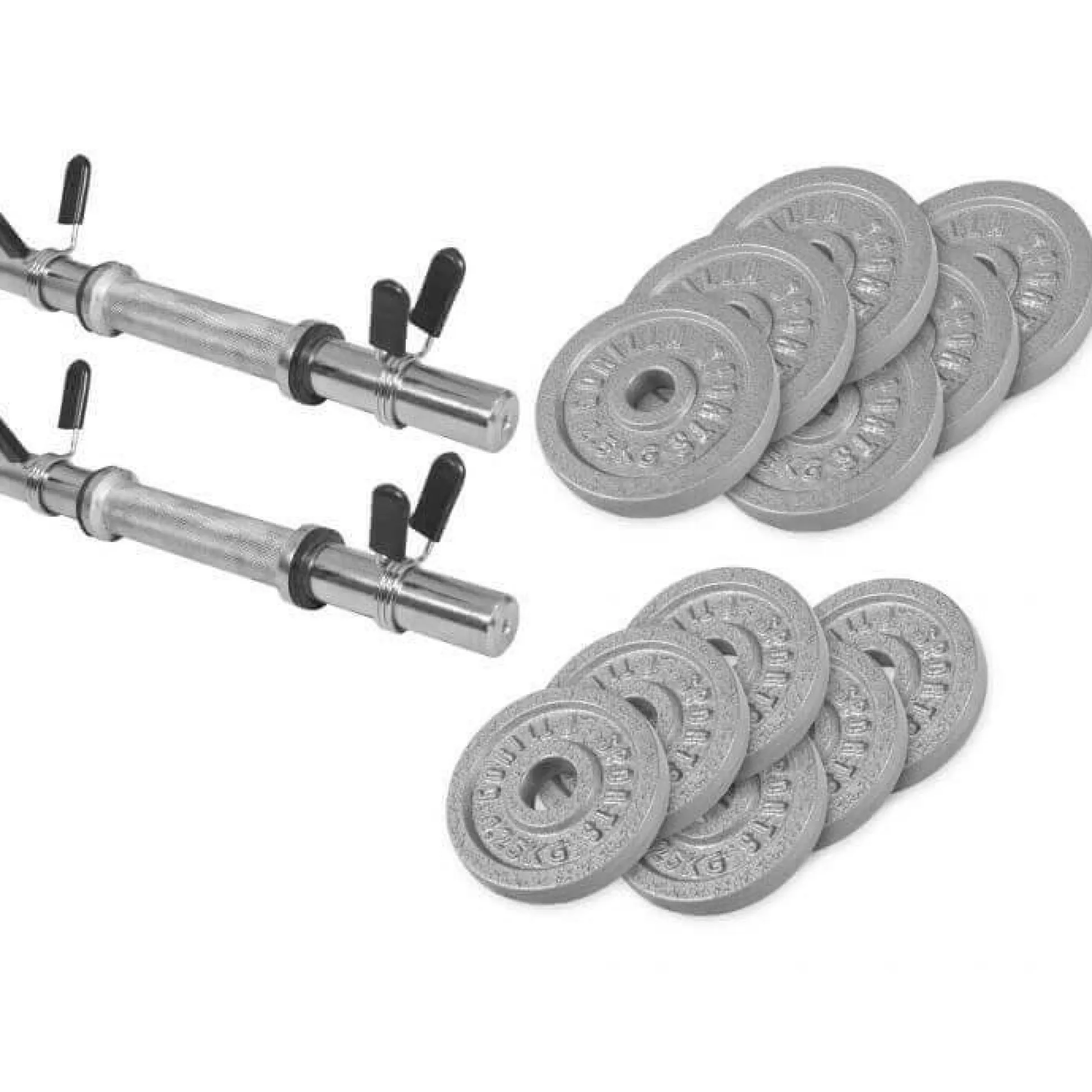 Gorilla Sports Kurzhantel Set Gusseisen 27,5 kg mit Federverschlüssen Silber Outlet