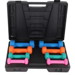 Gorilla Sports Kurzhantel Set Gymnastik Neopren 10 kg mit Koffer Verschieden Clearance