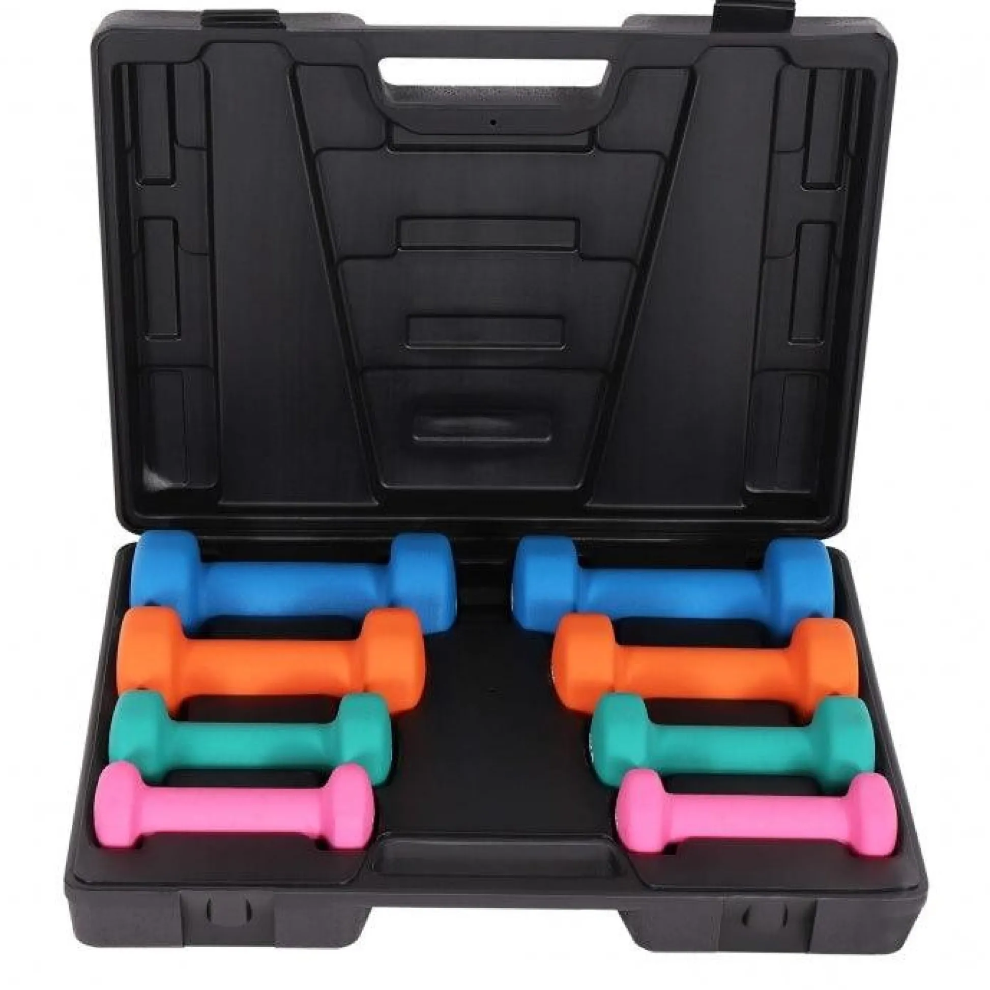 Gorilla Sports Kurzhantel Set Gymnastik Neopren 10 kg mit Koffer Verschieden Clearance