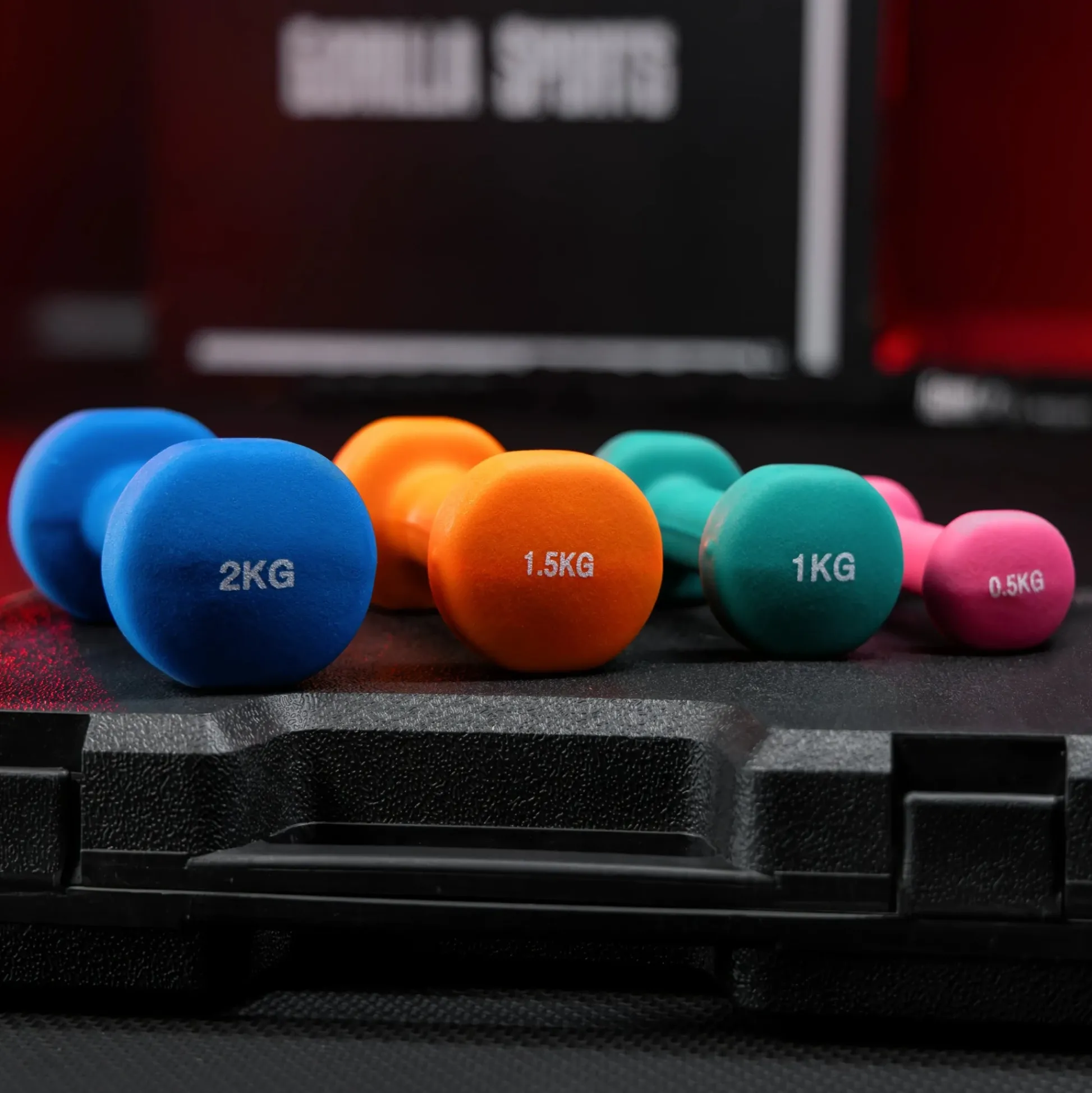 Gorilla Sports Kurzhantel Set Gymnastik Neopren 10 kg mit Koffer Verschieden Clearance