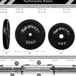 MOVIT Kurzhantel Set 10 - 30 kg Schwarz Hot
