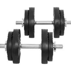 Gorilla Sports Kurzhantel Set Kunststoff Gripper 20 kg mit Sternverschlüssen Schwarz / Silber Discount