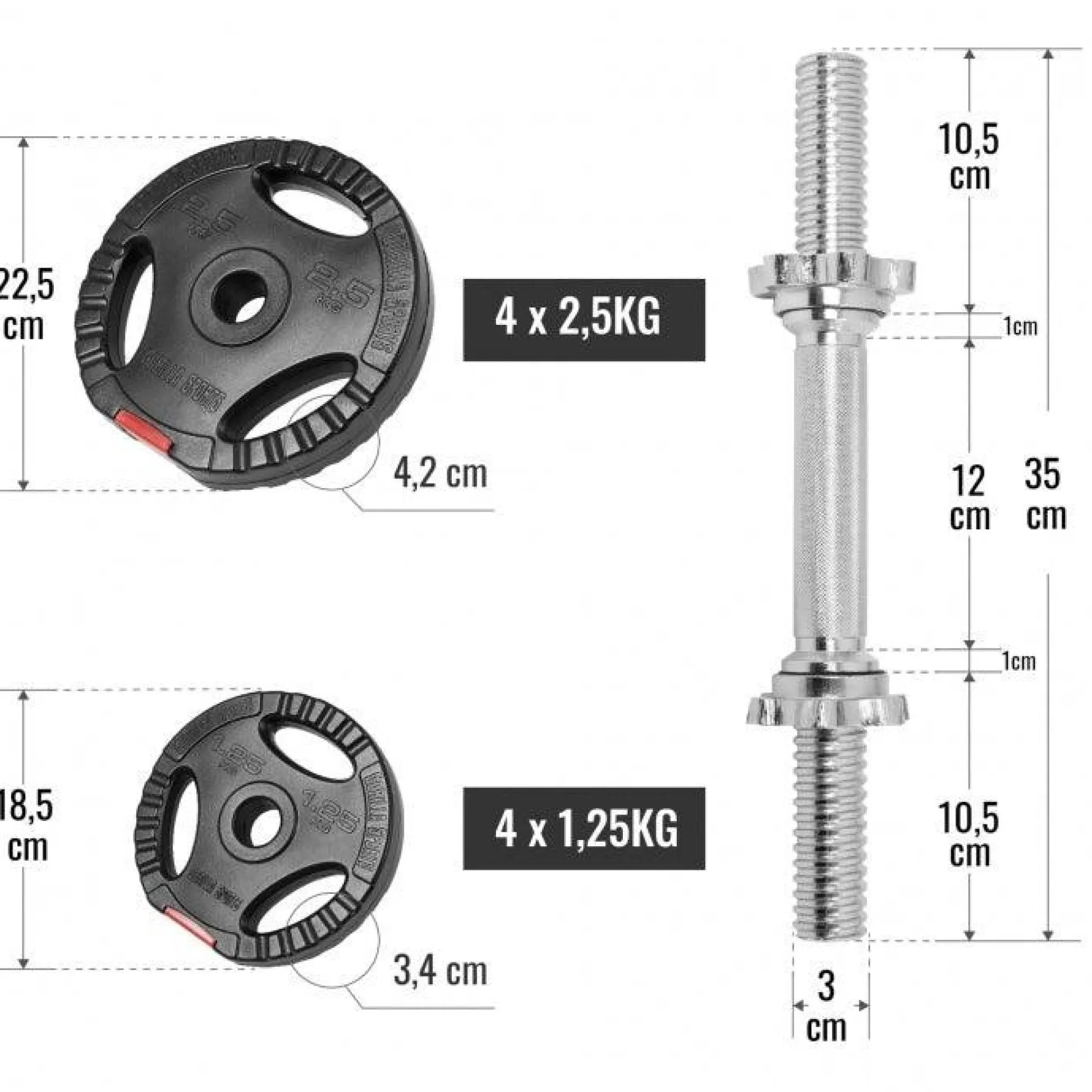 Gorilla Sports Kurzhantel Set Kunststoff Gripper 20 kg mit Sternverschlüssen Schwarz / Silber Discount