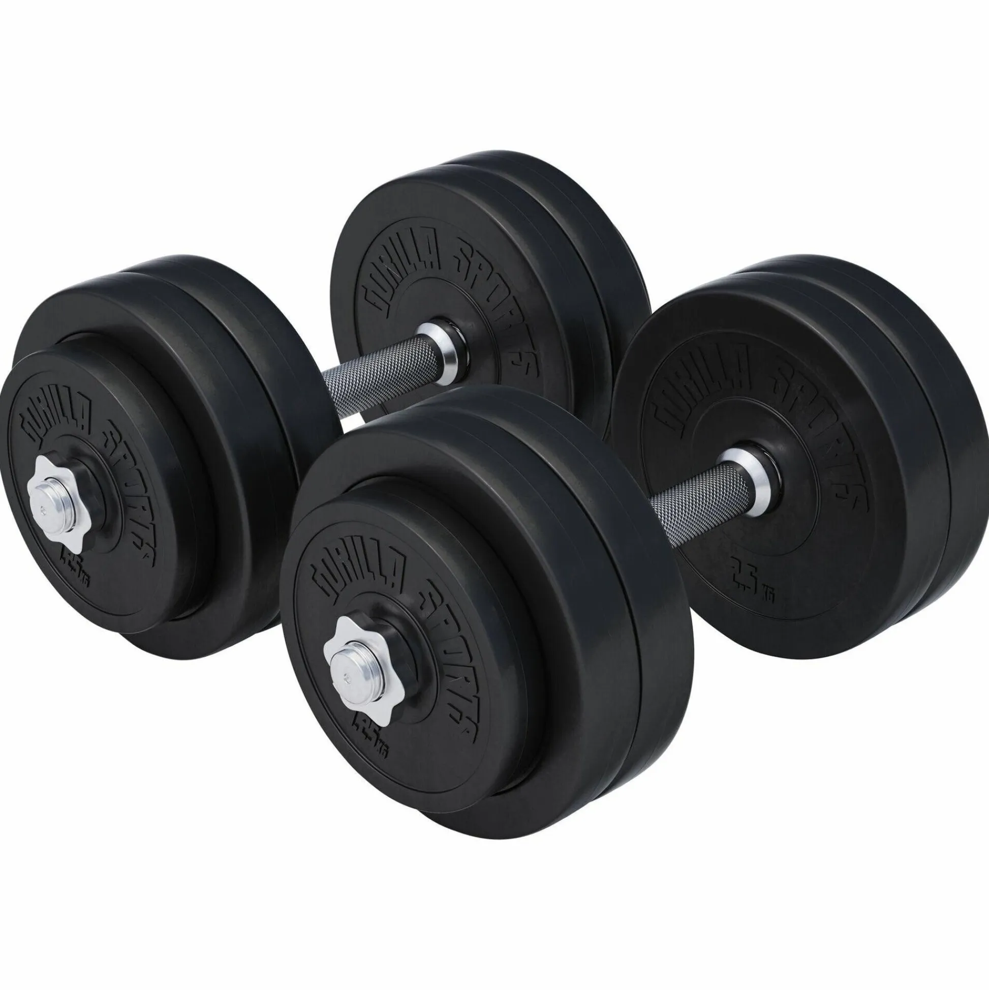 Gorilla Sports Kurzhantel Set Kunststoff 20/30 kg mit Sternverschlüssen Schwarz Best