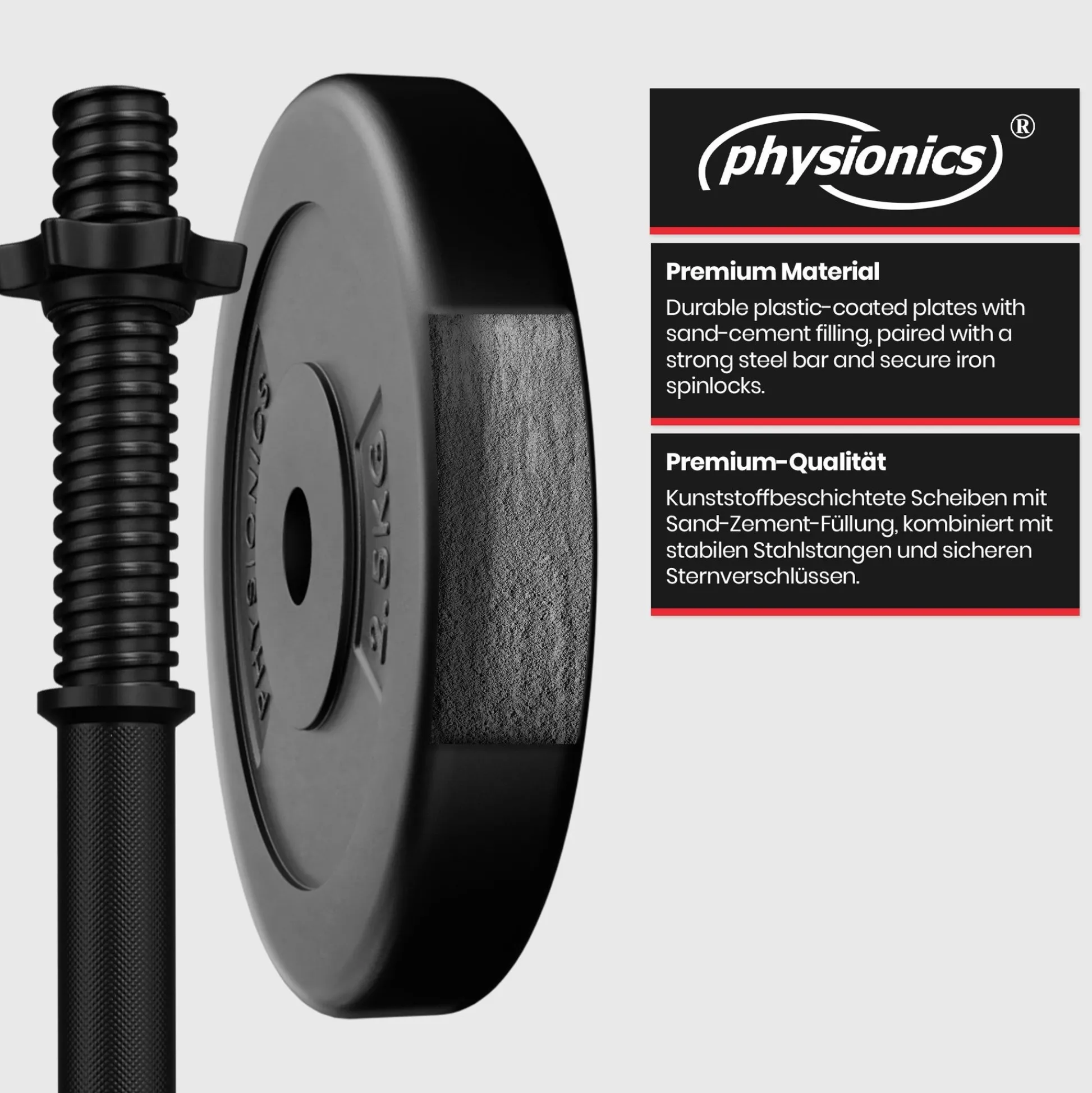Physionics Kurzhantel Set Kunststoff 30 kg Hot