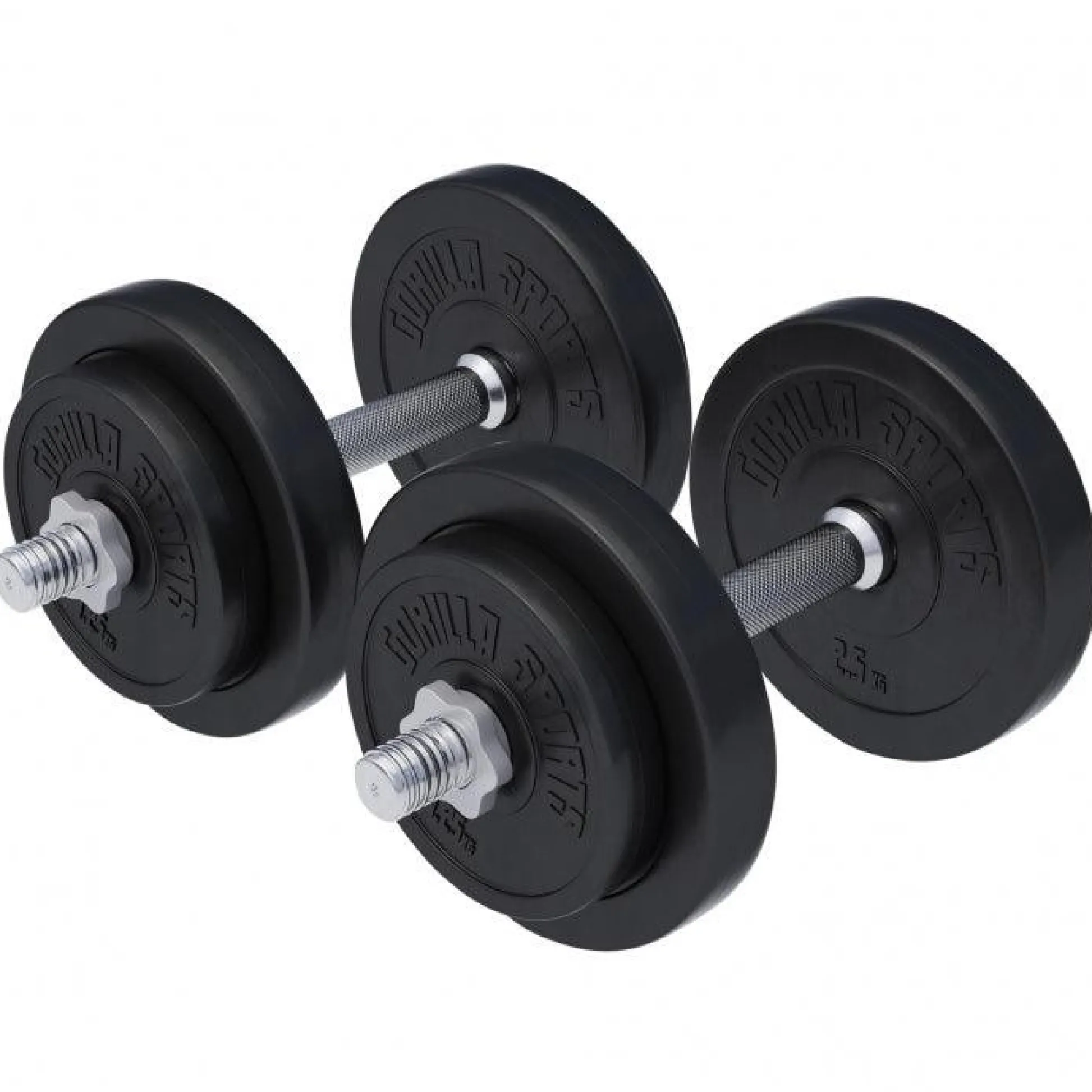 Gorilla Sports Kurzhantel Set Kunststoff 20/30 kg mit Sternverschlüssen Schwarz New