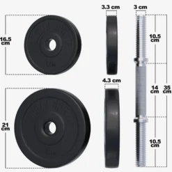 Gorilla Sports Kurzhantel Set Kunststoff 20/30 kg mit Sternverschlüssen Schwarz New